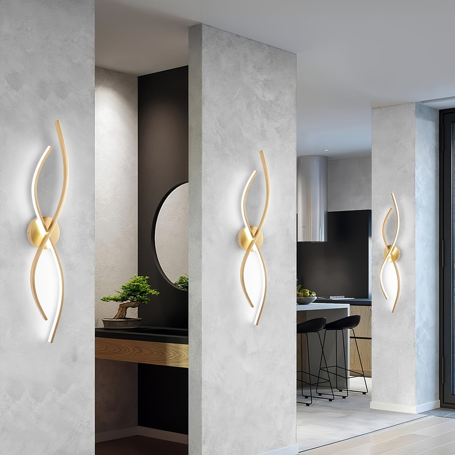 1 Luz de pared LED minimalista para comedor, iluminación de tocador de baño, isla de cocina, lámpara de pared larga, perfecta para restaurantes, cafeterías, 3 brillo ajustable, sala de estar, luces de pared semi-retráctiles para dormitorio