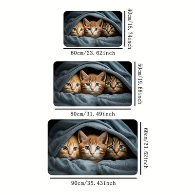 1pc Alfombra de Entrada de Poliéster Lavable a Máquina con Diseño de Gato Lindo y Base Antideslizante de PVC – Alfombra Interior para Puerta Principal, Baño, Cocina, Sala de Estar y Decoración de Dormitorio, Decoración Caprichosa | Diseño Juguetón | Text