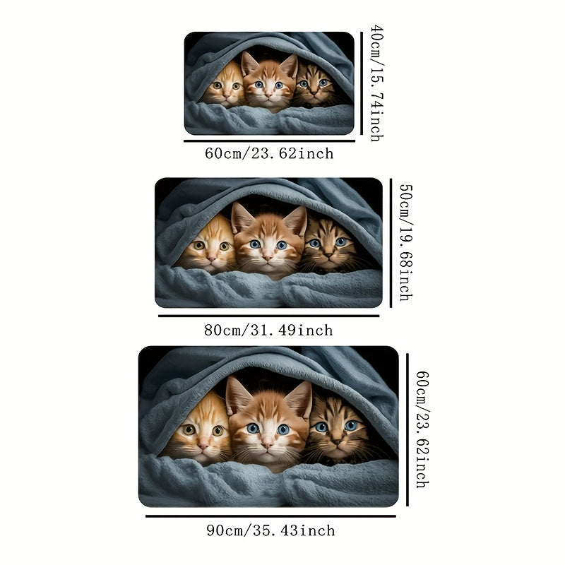 1pc Alfombra de Entrada de Poliéster Lavable a Máquina con Diseño de Gato Lindo y Base Antideslizante de PVC – Alfombra Interior para Puerta Principal, Baño, Cocina, Sala de Estar y Decoración de Dormitorio, Decoración Caprichosa | Diseño Juguetón | Text