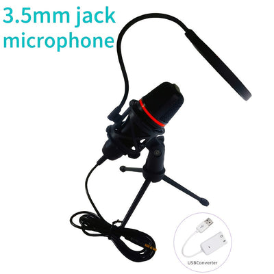 Microfono Capacitivo USB Plug & Play de 3.5 mm para Streaming, Grabación y Gaming - Cuello Ajustable, Soporte Incorporado, Captura de Sonido en Ángulo Total de 180°, Compatible con PC/Portátil (), Diseño Flexible, Micrófono Alimentado por USB