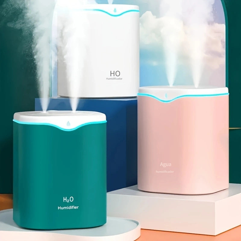 1pc Humidificador de Otoño e Invierno de Gran Capacidad 2000ml con Doble Rociador, 67.63oz Humidificador Portátil con Tecnología de Ondas Sonoras, Humidificador de Aire de Nube Grande de 2L con Doble Rociador USB para Interiores, Difusor de Aire con Tecn