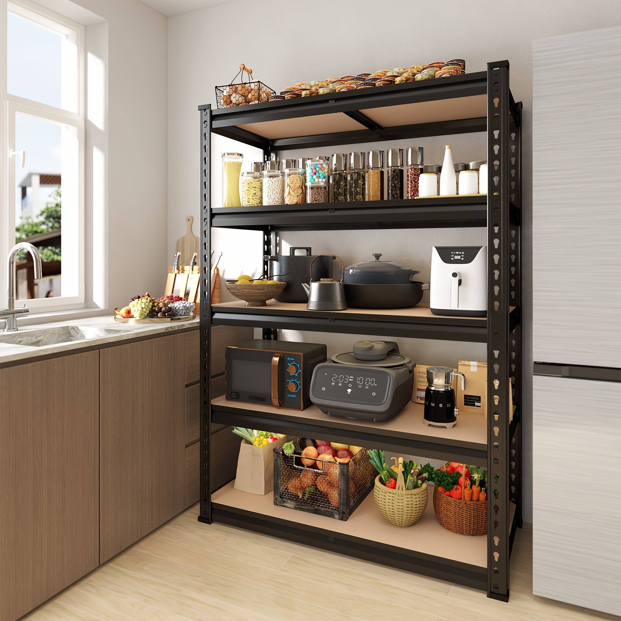 Estanterías metálicas ajustables de 5 capas, altura 182.88 cm y ancho 101.6 cm, profundidad 50.8 cm - Ideales para armarios, sótanos, cocinas y almacenes