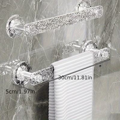 Barra de Toallas para Baño con Alta Adhesión - Montaje en Pared, Transparente con Diseño de Ondas Acuáticas, Ideal para Organización del Hogar