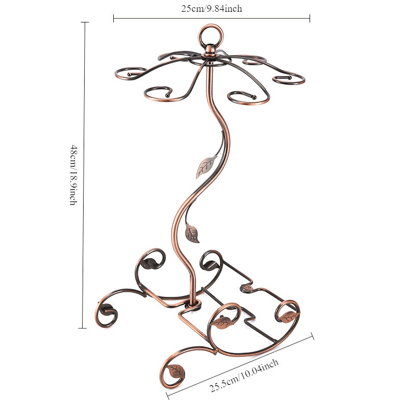 1pc Estante de Vino al Estilo Francés Vintage con Soporte para Copas - Elegante Exhibidor de Hierro para Encimera de Cocina y Comedor