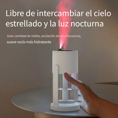 Humidificador de aromaterapia ultrasónico alimentado por USB, 280mL, portátil y silencioso, proyector de cielo estrellado en la parte superior, patrones de spray dobles, tamaño pequeño para hogar, oficina, viajes - 1pc
