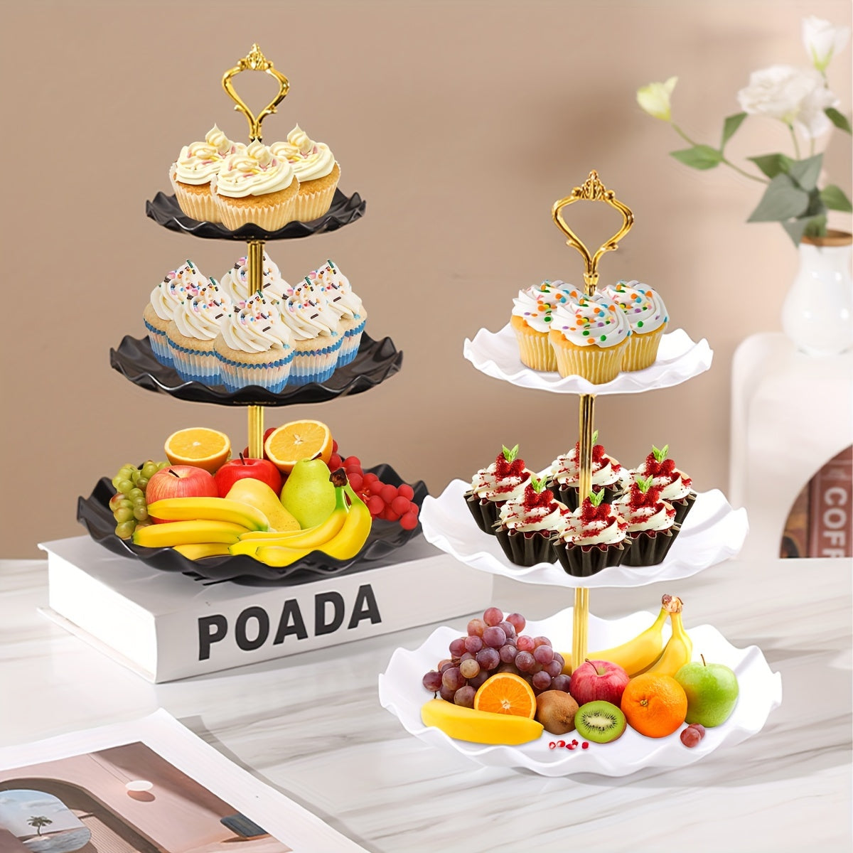 Juego de 2 Piezas para Exhibición de Postres Estilo Medio Oriente con Soporte para Tartas y Cupcakes, Ideal para Bodas y Ceremonias de Graduación