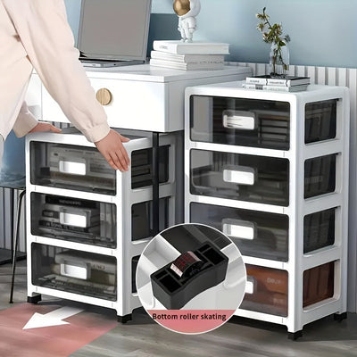 Armario de Almacenamiento de Plástico Resistente y Versátil - Impermeable, Libre de Formaldehído, Organizador Transparente para Suministros de Oficina y Esenciales de Noche, Requiere Montaje Fácil