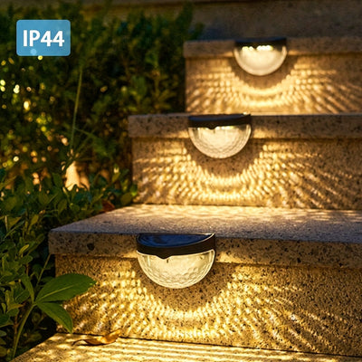 Luces Solares de Valla Semicircular de 6LED para Exteriores y Luz Nocturna de Sombra en Blanco y Negro, Lámpara de Pared en Forma de Gota de Agua para Escaleras 5pcs, 8pcs