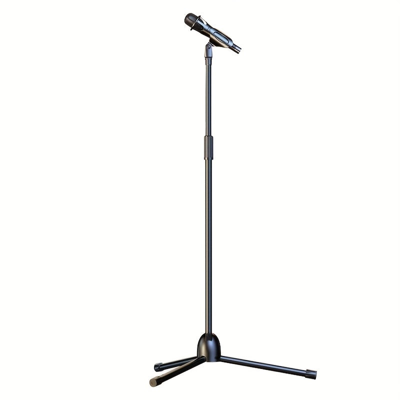 Soporte de micrófono ajustable profesional con sujeción de pinza - Soporte trípode de hierro duradero para transmisión en vivo, grabación, canto, actuaciones en escena - Uso interior/exterior, pies de goma antideslizantes, portátil y resistente, equipo d