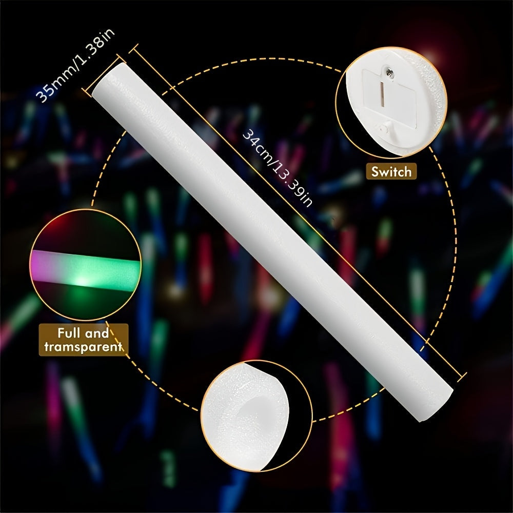 Conjunto de varillas fluorescentes de espuma con 3 modos de luz LED, 49 piezas, 34 cm/13.4 pulgadas, para fiestas en la oscuridad, bodas, cumpleaños, conciertos y Navidad/Halloween
