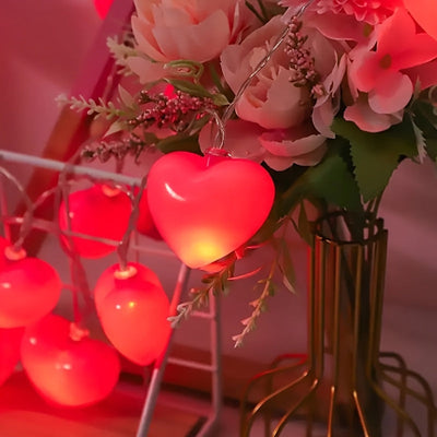 1 juego de cadena de luces LED románticas en forma de corazón - alimentada por batería, 150 cm / 59.06 pulgadas / 10 LED elección perfecta para el Día de San Valentín y propuesta de matrimonio, luz ambiental para la habitación, sin batería
