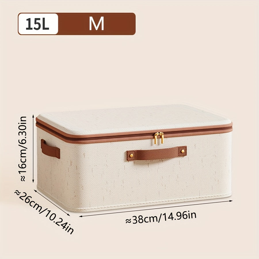 Caja de almacenamiento de tela plegable, Beige, Minimalista, con tapa, Lavar a mano o limpiar en seco profesional, para ropa, dormitorio, uso doméstico