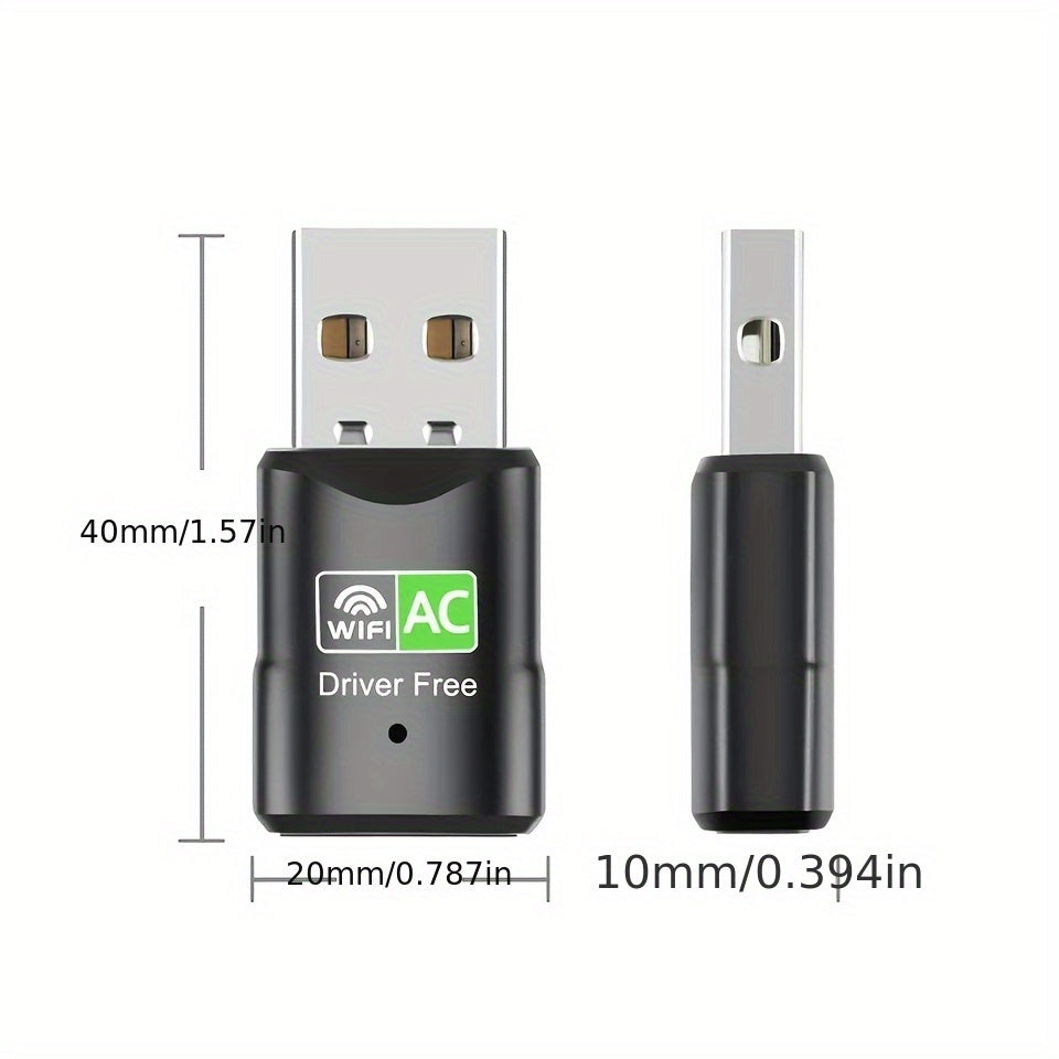 Adaptador WiFi USB MCPIWOHY, 5G Dual Band 600m, sin controlador, receptor de red inalámbrica para escritorio, conectividad USB, modo de alimentación sin carga, no requiere batería, accesorio de red | Negro elegante | Pantalla vibrante, herramienta de red