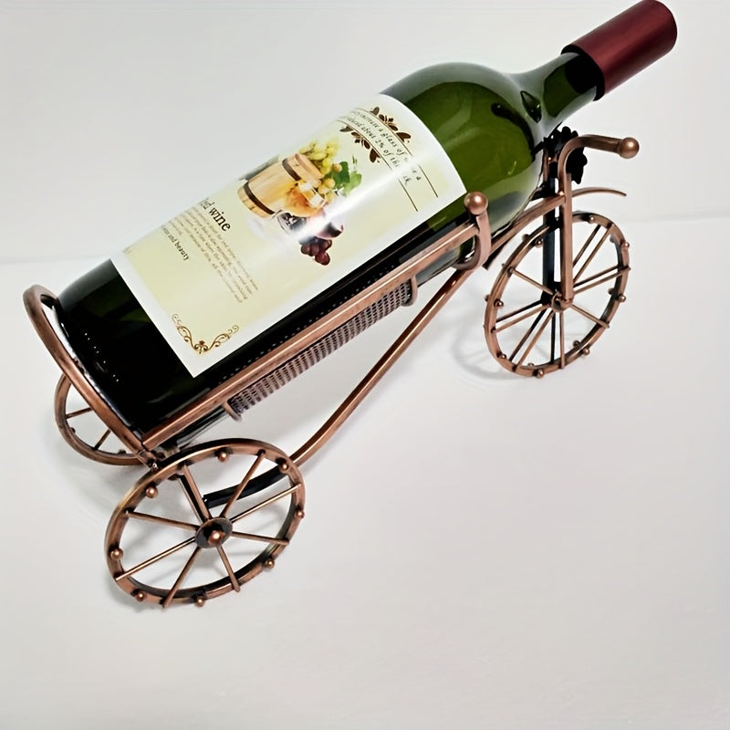 1pieza Estante de vino de metal vintage con soporte de vidrio, acabado lacado, gran capacidad de 5.0L Diseño de carruaje Gabinete de vino para exhibición de sala de estar