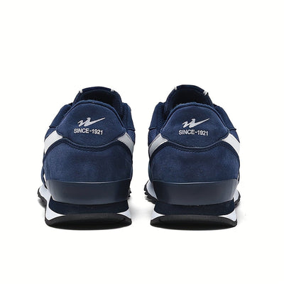 Zapatillas de Running Unisex LEIJOP Transpirables - Azul Marino y Blanco, Zapatos Deportivos Bajos con Suela MD, Ligeros para Gimnasio, Entrenamiento o Uso Casual, Diseño Moderno y Forro Cómodo