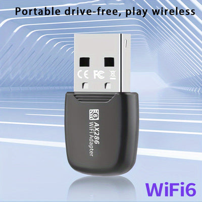 Adaptador WiFi 6 sin varillas - Doble Banda de 286Mbps, Alta Velocidad y Largo Alcance, Actualización USB para Windows 7/8/10/11, Compatible con Portátiles, Escritorio, Hogar/Ocio/Streaming - Plug & Play, Sin Controladores Necesarios, Conexión Inalámbric