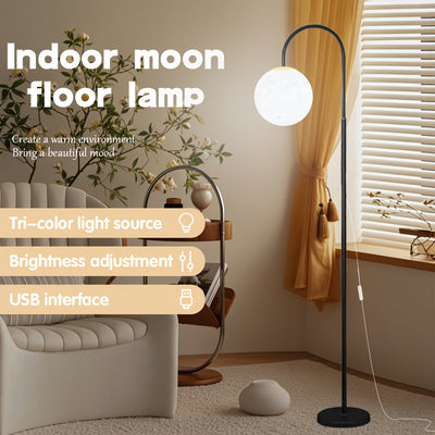[Lámpara de luna LED con USB] Lámpara de luna LED moderna con brillo ajustable, luz de mesa USB portátil para dormitorio, comedor o fiestas - Decoración lunar ideal para regalos de San Valentín, Navidad y días festivos