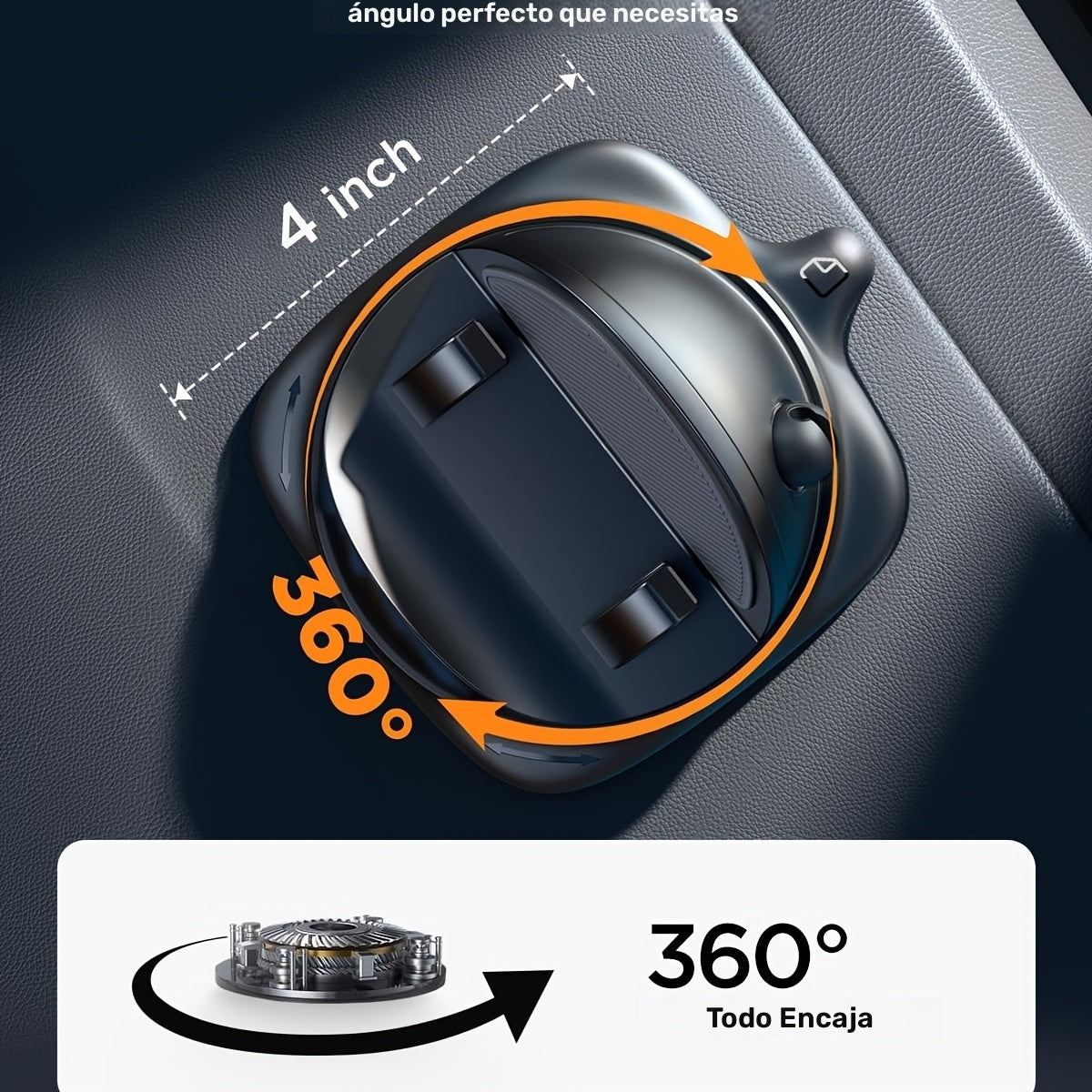JOYROOM Soporte de teléfono para coche [Diseño de resorte ajustable] Soporte de teléfono para salpicadero 360° rotativo con silicona antideslizante compatible con Iphone, Samsung y otros teléfonos inteligentes.