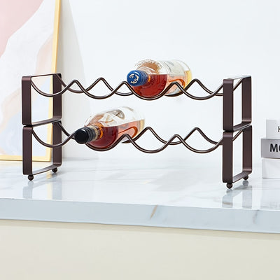 1 estante de vino plegable - Soporte de exhibición de vino de hierro pulido con diseño elegante y curvo, perfecto para decoración de bar en casa o cocina, mantiene varios botellas seguras, decoración de vino