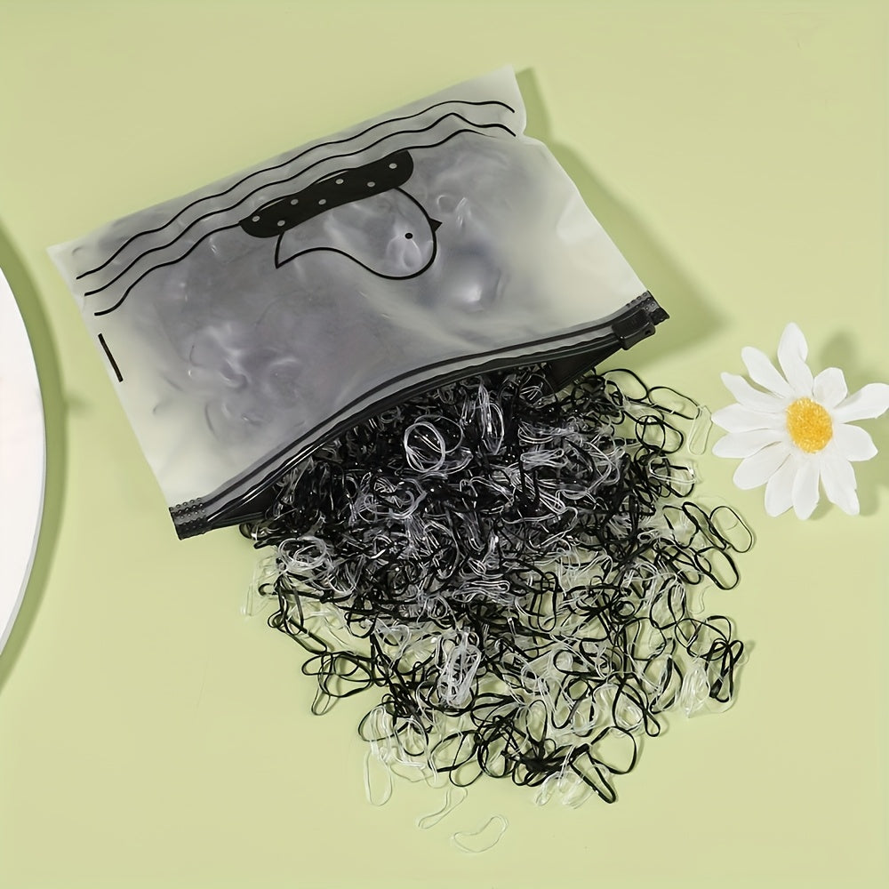 1000 ligas para el cabello desechables - Ligas elásticas antideslizantes para mujeres, colores pastel, neón, metálicos y negro - Para salón, fiestas y peinados diarios - Paquete de accesorios para el cabello, accesorios para peinar, accesorios para fiest