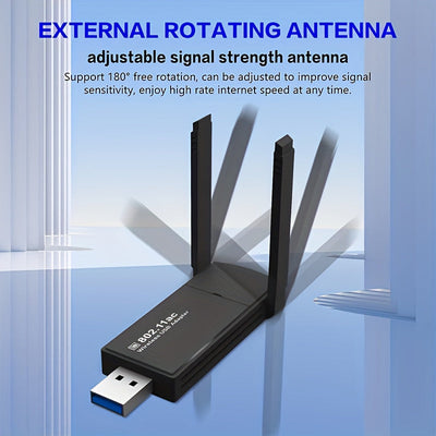 Adaptador de red inalámbrico USB de 1300Mbps para computadoras de escritorio, con una antena de doble banda de alta ganancia integrada para 5G/2.4G. Este adaptador inalámbrico viene con controladores y es compatible con Windows 10/11/8.1/7, habilitando i