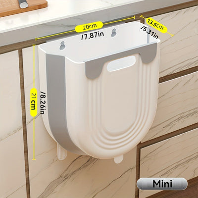 1pc Cubo de Basura Plegable Compacto con Gancho para Gabinete - Diseño Minimalista Moderno y Rectangular, Recipiente Portátil de Plástico Duradero para Cocina y Baño, Sin Necesidad de Electricidad, Papelera Elegante, Fácil Limpieza