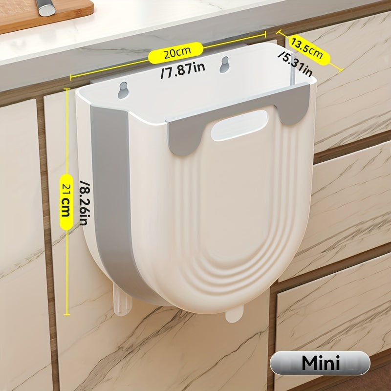 1pc Cubo de Basura Plegable Compacto con Gancho para Gabinete - Diseño Minimalista Moderno y Rectangular, Recipiente Portátil de Plástico Duradero para Cocina y Baño, Sin Necesidad de Electricidad, Papelera Elegante, Fácil Limpieza