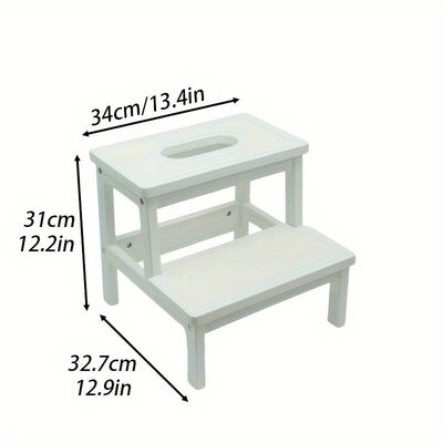 Taburete multifuncional de madera maciza blanco