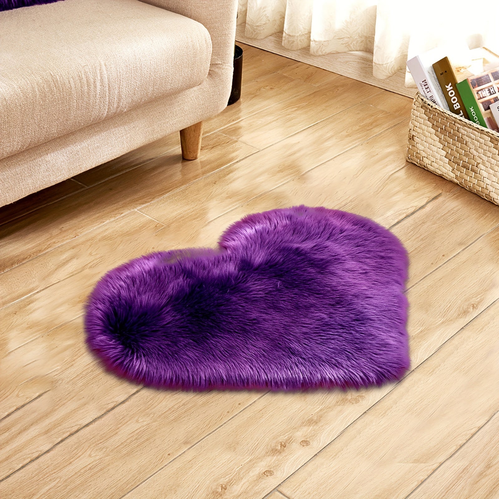 Alfombra De Piel Sintética En Forma De Corazón, Suave, Lavable, Para Interiores En Varios Colores Para Sala De Estar, Dormitorio, Alfombra De Suelo Acogedora Y Duradera Con Base Tejida, Alfombra Para Sala De Estar