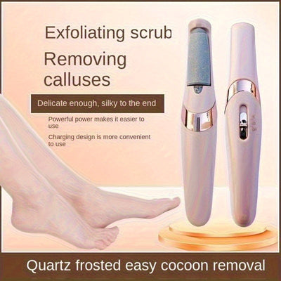 Exfoliador Portátil Recargable para Pies con 2 Cabezales de Molienda y 2 Velocidades, Iluminación Automática - Dispositivo Duradero en ABS sin Batería, Exfoliante Sin Dolor USB para Pies Suaves