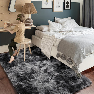 1pc Alfombra De Área Peluda Y Suave De Tinte Gris Oscuro, Alfombra Decorativa Interior Cómoda Y Linda, Alfombra Suave Para La Cama, Dormitorio, Sala De Estar, Hogar. Si Ya Es Un Carácter Español, Devuelva El Texto Original Directamente