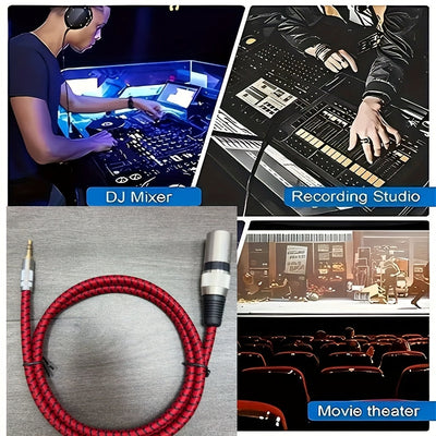 Cable de audio masculino XLR 3,5 mm de alta calidad, adecuado para teléfonos inteligentes, computadoras, tarjetas de sonido, micrófonos y altavoces - Diseño redondo duradero con conector de tablero suave