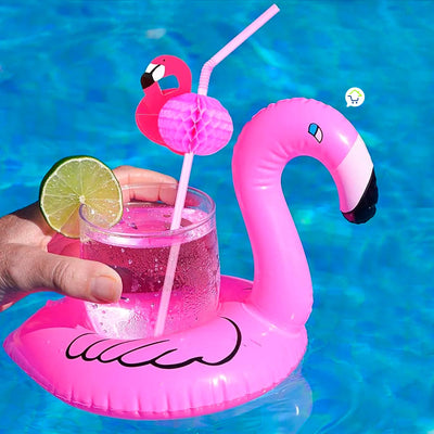Flotadores Portavasos Tropicales x12 Variados Inflables Piscina XPV