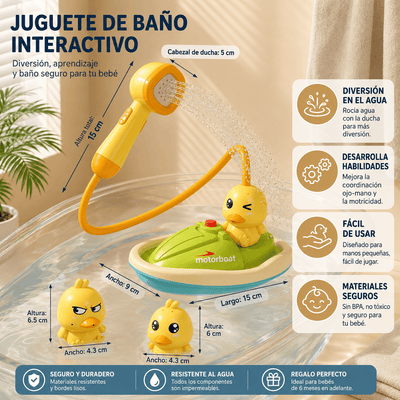 Patitos de Baño con Fuente de Agua y Barco Eléctrico para Bebés