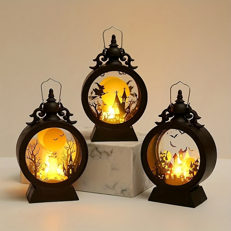 1 Linterna Colgante De Vela De Halloween, Luz De Vela Electrónica LED Vintage, Linterna De Vela De Interior, Linterna Brillante Iluminada Con Vela Para Festival De Vacaciones, Decoración Del Hogar
