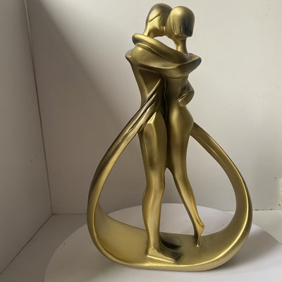 Escultura Elegante de Resina para Parejas Románticas - Decoración con Tema Clásico del Amor para Hogar, Oficina y Eventos en Hoteles - Acabado Dorado Disponible, Decoración para Bodas