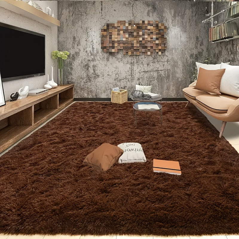 1 alfombra rectangular de felpa suave, antideslizante, lavable a mano, 100% poliéster, color sólido marrón claro, duradera y fácil de limpiar, para sala, dormitorio, oficina o decoración del hogar, tapetes para sala