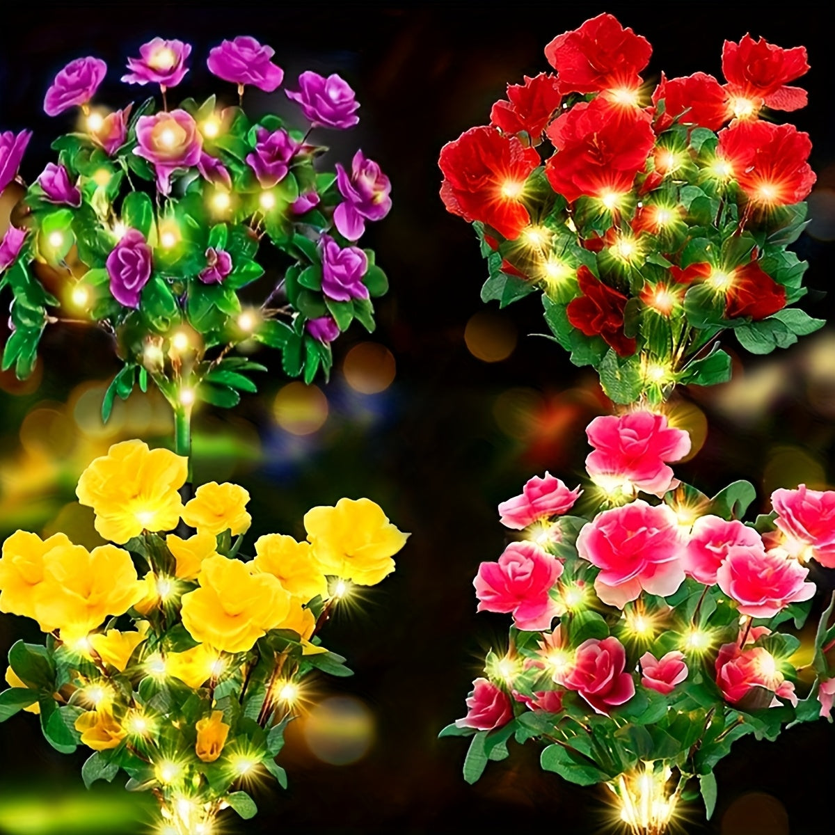 1pc Lámpara Solar de Rododendro, Luz Festiva de Color Cálido para Jardín, Decoración LED Solar para Patio y Exteriores, Regalo de Jardinería para Mujeres o Madres