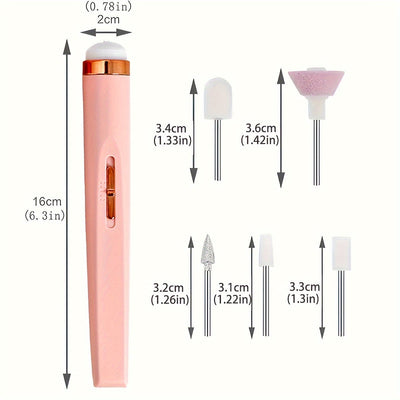 1 perforadora eléctrica recargable con 5 juegos de perforadoras, herramienta pequeña para eliminar uñas, juego de perforadoras profesionales, adecuado para uñas de gel y salones en casa, herramientas portátiles para manicura y pedicura.