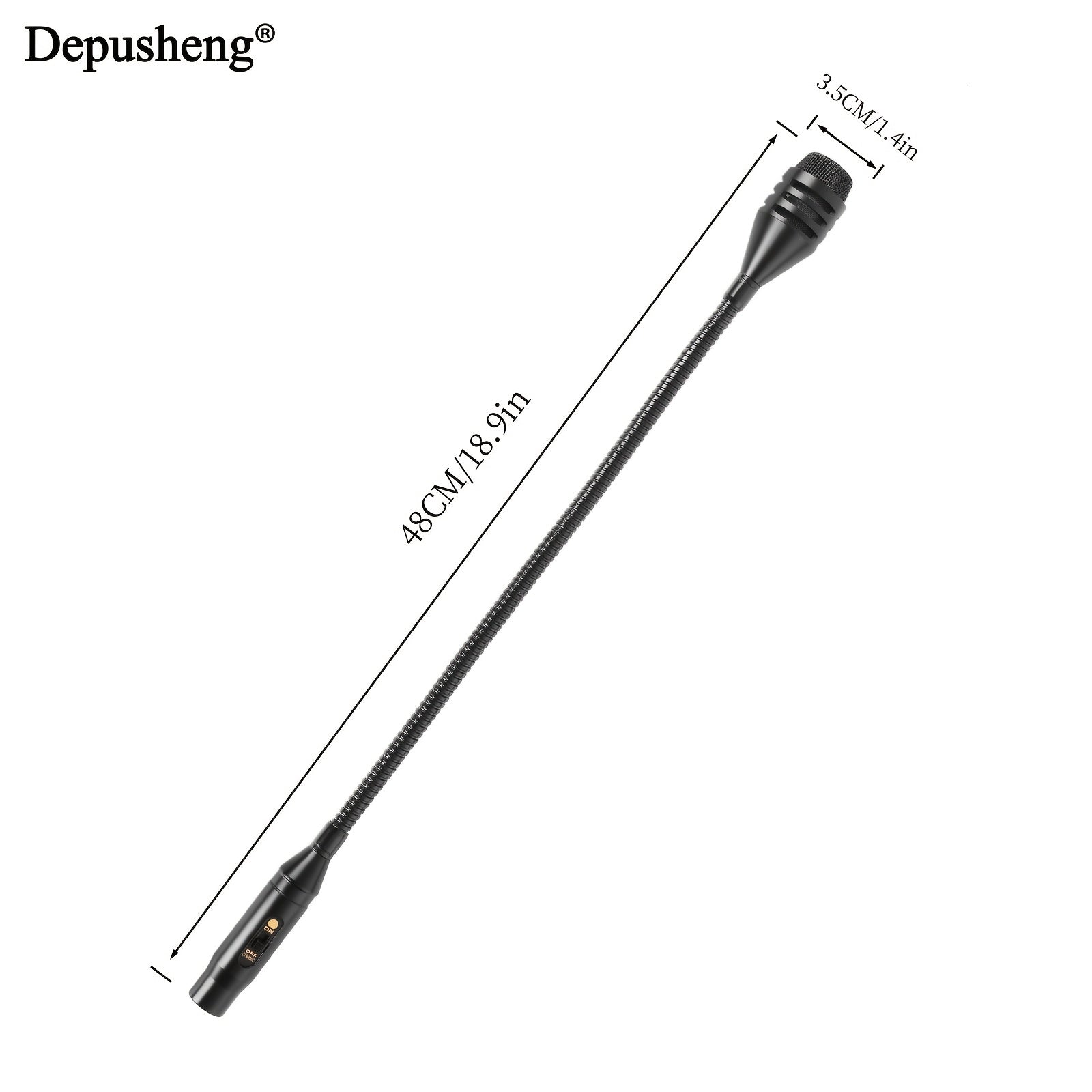 Microfono Dinámico Profesional con Cable XLR de 16 Pulgadas DEPUSHENG - Metal Negro, Rotación de 360° y Ángulo Ajustable, Reducción de Ruido, Flexible para Mezcladores de Audio, Canto, Podcasting y Transmisión en Vivo
