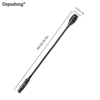 Microfono Dinámico Profesional con Cable XLR de 16 Pulgadas DEPUSHENG - Metal Negro, Rotación de 360° y Ángulo Ajustable, Reducción de Ruido, Flexible para Mezcladores de Audio, Canto, Podcasting y Transmisión en Vivo