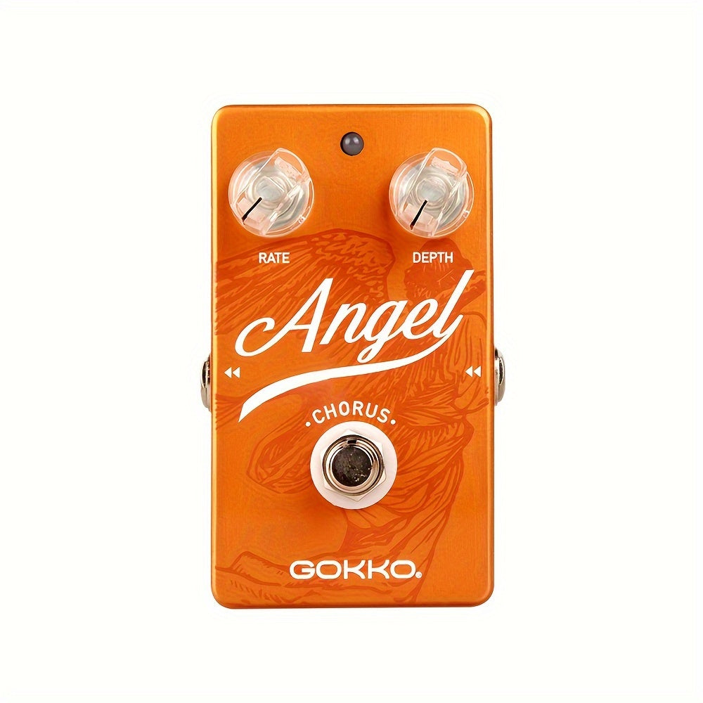 Pedal de Guitarra GOKKO ANGEL CHORUS GK-23 - Efectos de Coro Analógicos Clásicos con Control de 2 Perillas (Velocidad y Profundidad), Acabado Vibrante Naranja-Rojo, Cuerpo de Aluminio Ligero - Perfecto para Tonos Limpios a Alta Ganancia, Configuraciones