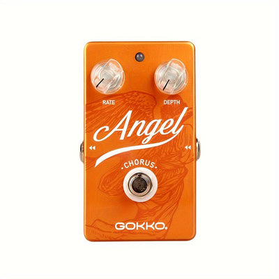 Pedal de Guitarra GOKKO ANGEL CHORUS GK-23 - Efectos de Coro Analógicos Clásicos con Control de 2 Perillas (Velocidad y Profundidad), Acabado Vibrante Naranja-Rojo, Cuerpo de Aluminio Ligero - Perfecto para Tonos Limpios a Alta Ganancia, Configuraciones