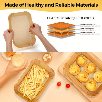 100 piezas de fundas desechables para freidor de aire antiadherentes - Fáciles de limpiar, absorbentes de aceite, ideales para hornear, esenciales para el horno y la cocina, accesorios para freidor de aire, accesorios para freidor de aire