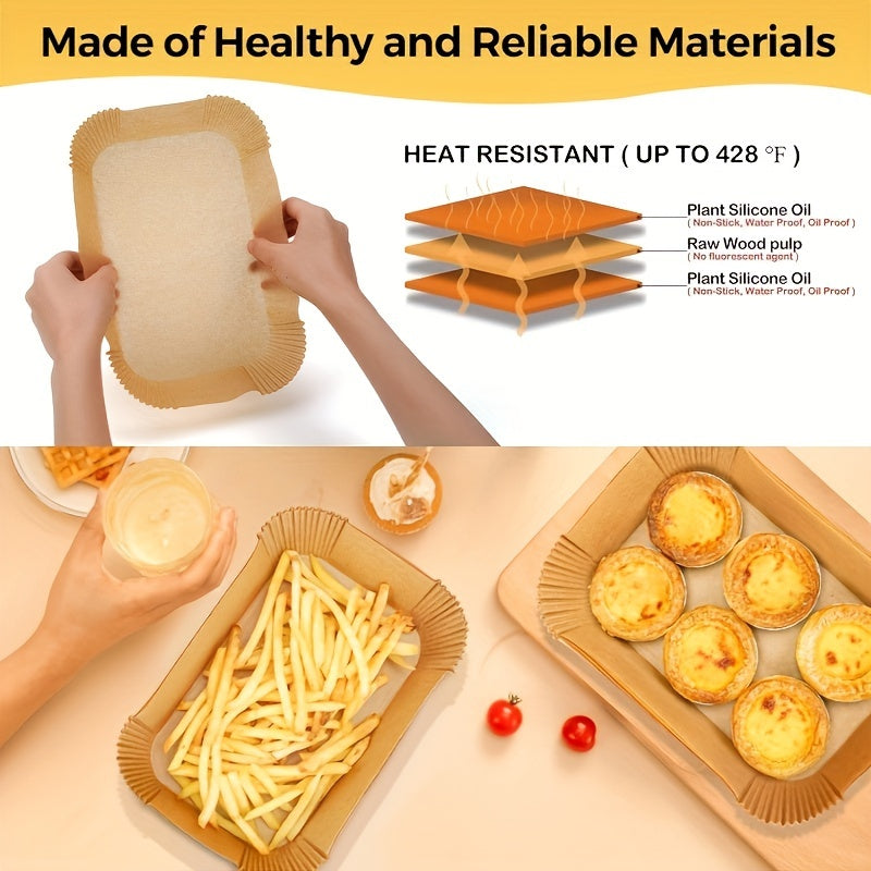 100 piezas de fundas desechables para freidor de aire antiadherentes - Fáciles de limpiar, absorbentes de aceite, ideales para hornear, esenciales para el horno y la cocina, accesorios para freidor de aire, accesorios para freidor de aire