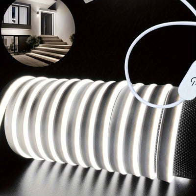 1 pieza de tira de luz neón blanca de 1-5m (3.28-16.4 pies) con voltaje seguro de 5V, conexión USB táctil, se puede cortar y doblar, adecuada para decoración interior, paisajes exteriores, ambiente festivo, escenas de bricolaje
