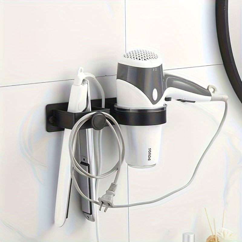 Organizador de Estilismo ANLIN Sin Taladro - Estante de Aluminio Resistente para Baño y Salón, Montaje en Pared Ahorrador de Espacio para Secador, Plancha y Rizadora - Instalación sin Daños, Decoración Moderna (1 Nivel), Accesorios y Decoración de Baño,
