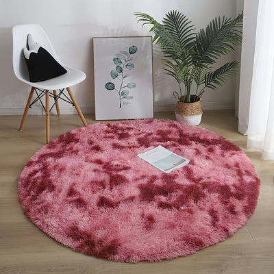 1pc Alfombra redonda suave y esponjosa, alfombra de fibra de poliéster lavable antideslizante para sala de estar, dormitorio, sala de juegos, dormitorio, sofá, decoración de habitación para adolescentes, patrón geométrico, hecha a máquina, tejido de punt