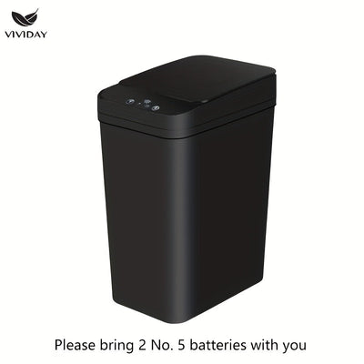 VIVIDAY 10L Bote de Basura Inteligente con Tapa - Negro, con Batería, Operación sin Contacto para Hogar, Oficina, Cocina y Dormitorio - Ideal para Baño Moderno y Decoración para el Hogar, Accesorio de Baño Moderno | Bote de Basura Elegante | Operación si