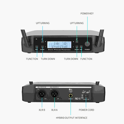 1pc XGeS GXD4 Sistema de micrófono inalámbrico portátil UHF, 200 canales, sonido claro, larga vida de batería, alimentación USB, control de volumen, conector XLR, para actuaciones en vivo, grabaciones de bandas, reuniones de estudio, karaoke, transmisión